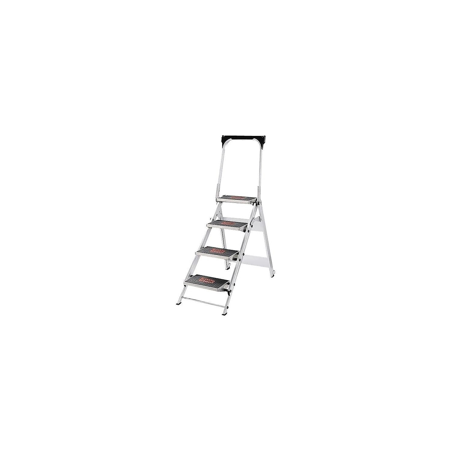 41OKYOzfZiL Little Giant Trittleiter 4 Stufen mit Sicherheitshandlauf, 136 kg Tragkraft, Aluminium – Bild 1