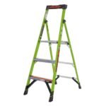 Little Giant MightyLite Stehleiter 5 Fuß Fiberglas mit LED-Beleuchtung & Anti-Rutsch-Plattform