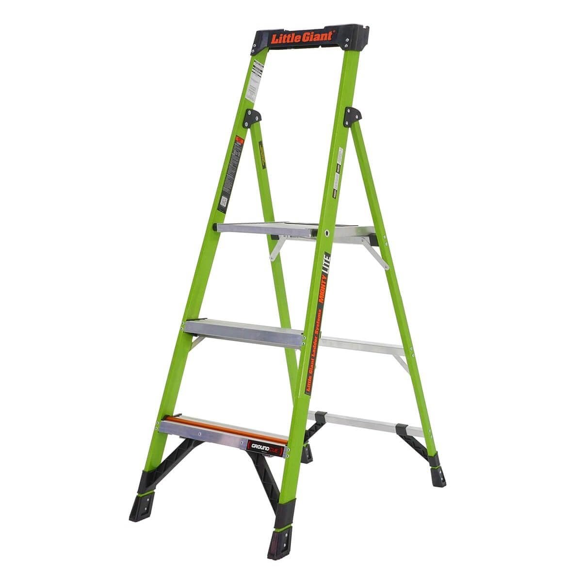 51NuDsNVzoL Little Giant MightyLite Stehleiter 5 Fuß Fiberglas mit LED-Beleuchtung & Anti-Rutsch-Plattform – Bild 1