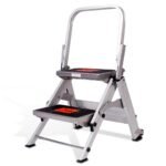 Little Giant Sicherheit Trittleiter 2 Stufen Aluminium mit Sicherheitsgeländer und Rollen – Bild 5