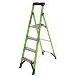 Little Giant MightyLite Leiter 6 ft grün – Leichte Fiberglas-Stehleiter mit Plattform und breiten Sprossen