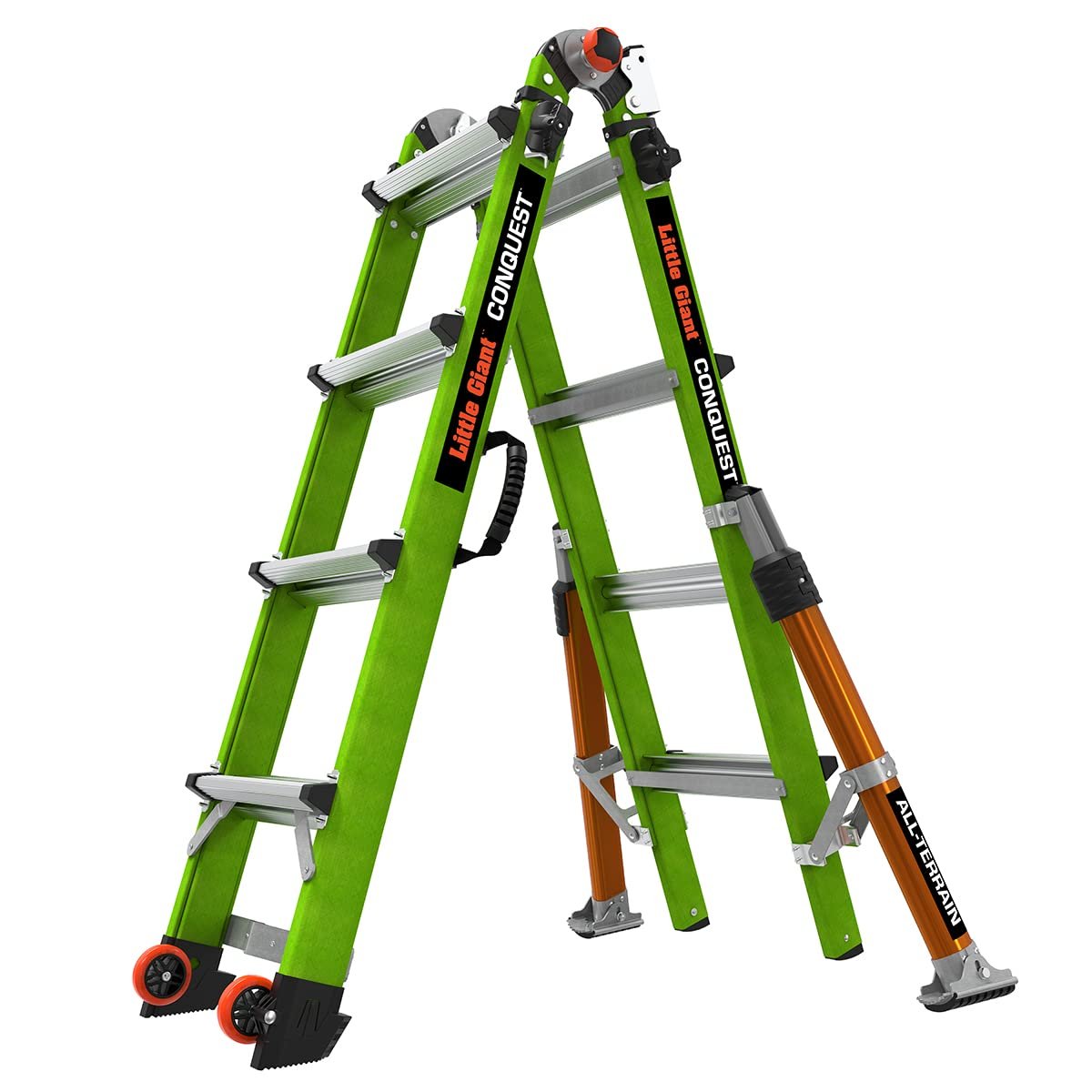 61Qhz4WQjiL Little Giant Conquest 2.0 All-Terrain Mehrzweckleiter, Fiberglas, 5,2 m, verstellbare Ausleger, 136 kg – Bild 1