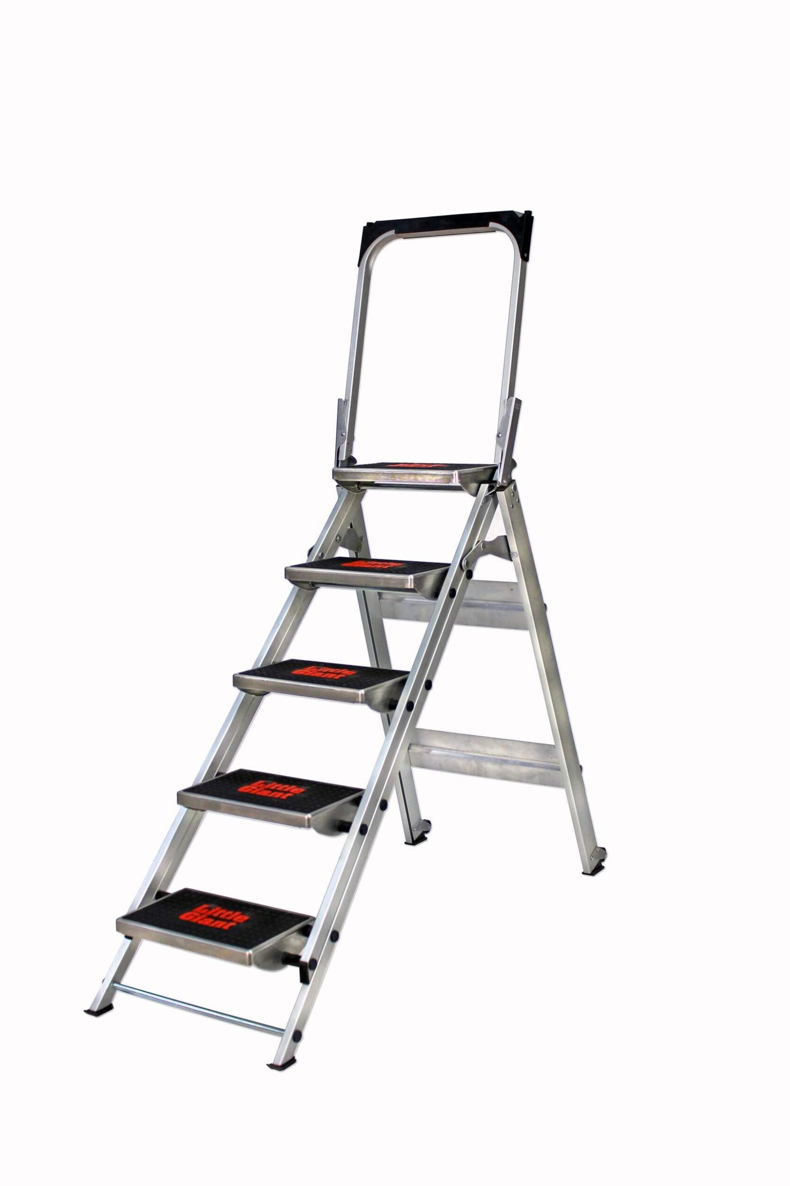 61YyA0gjIBL Little Giant Sicherheitsstufe 5 Stufen – Stehleiter mit Handlauf, Rollen & Werkzeugablage – Bild 1