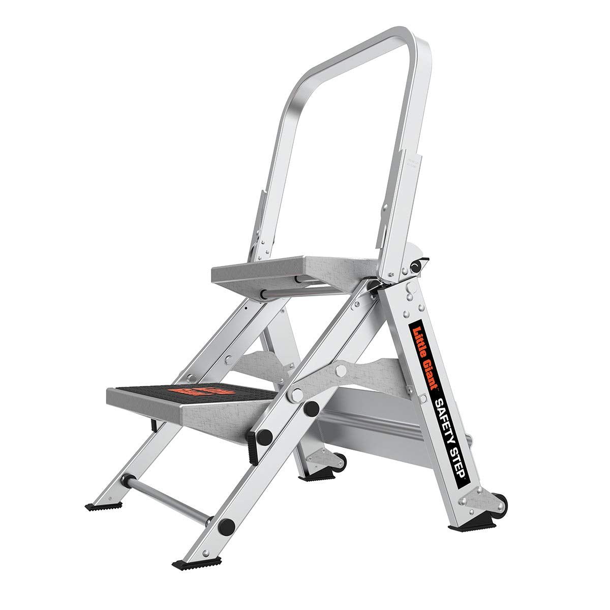 61nNQKDE7NL Little Giant Safety Step Trittleiter 2 Stufen Aluminium 300 lbs Typ 1A mit Sicherheits-Handlauf – Bild 1