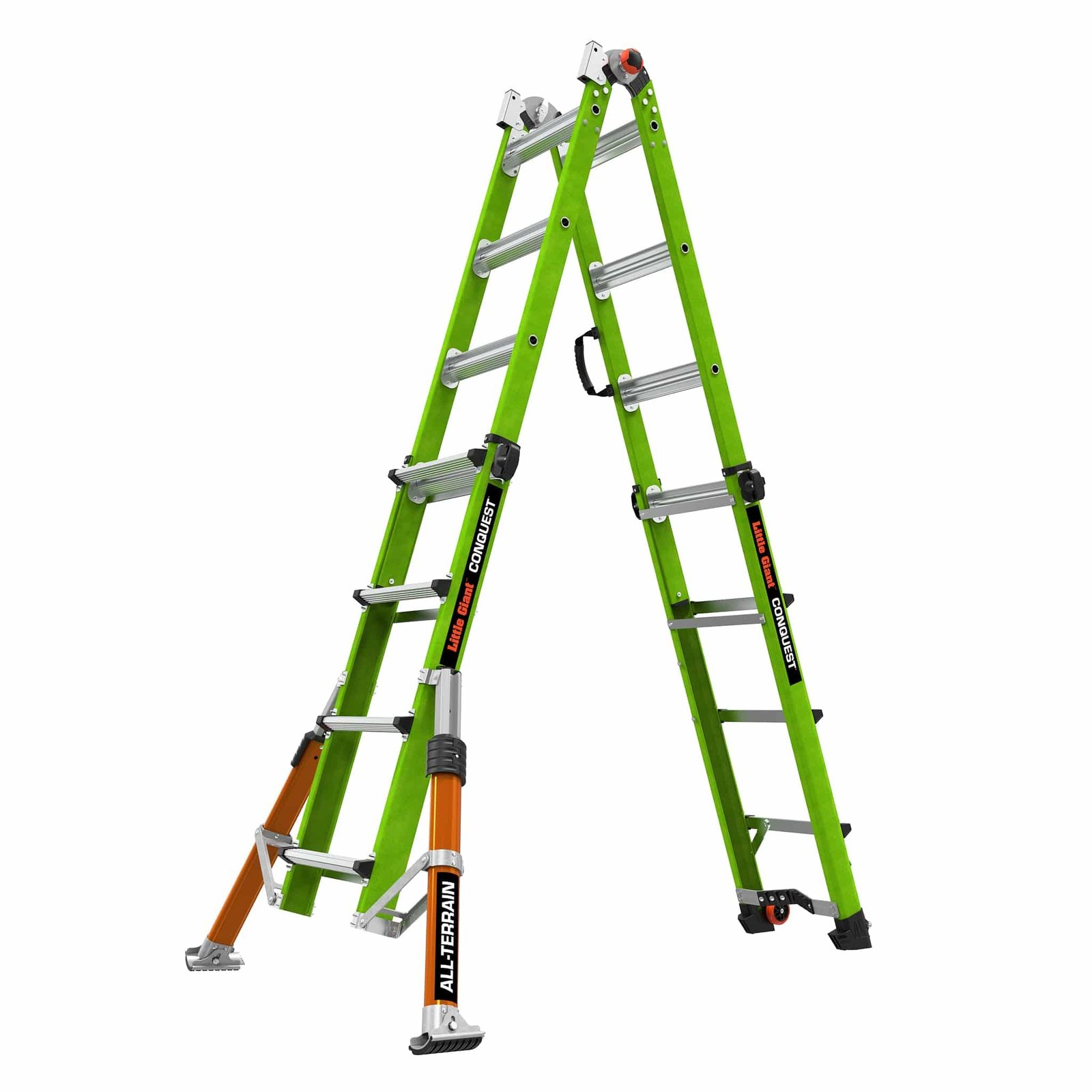 61wPDTzqc0L Little Giant Conquest GFK Mehrzweckleiter 4-teilig, Fiberglas, 150 kg, mit Stabilisatoren – Bild 1
