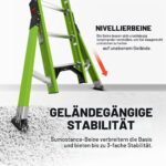 Little Giant Fiberglas-Ausziehleiter 18824 Typ 1A, 136 kg Belastung, nichtleitend, grün – Bild 4